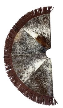 Showman Cowhide Leather Christmas Tree Skirt - Fringe Trim #5